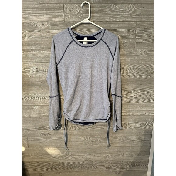 Lucy Tech M Workout Pullover Shirt Yoga Run Long Sleeve Top Ruching Keyhole Vent - Picture 1 of 8